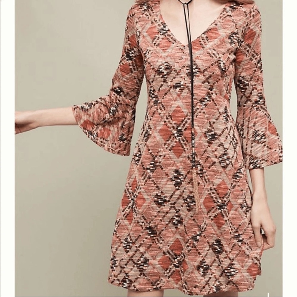 Maeve Anthropologie Women’s Erina Bell Sleeve Fit & Flare Dress 100%Rayon Size S
